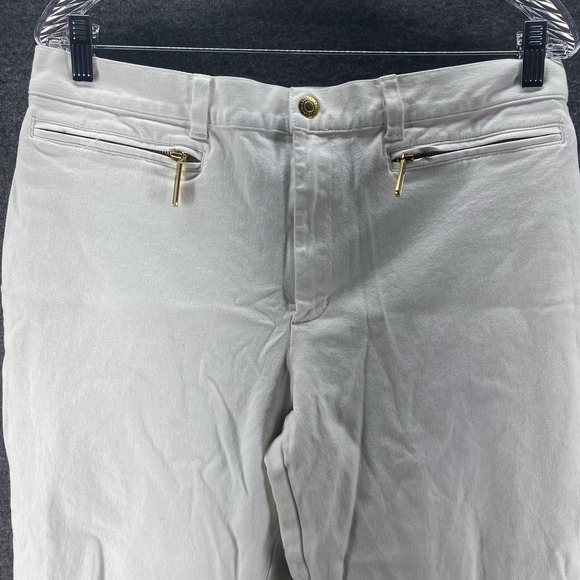 Ralph Lauren Capri Pants Womens 12 White Mid Rise Stretch‎ Hiking Zipper Pockets - Picture 2 of 11